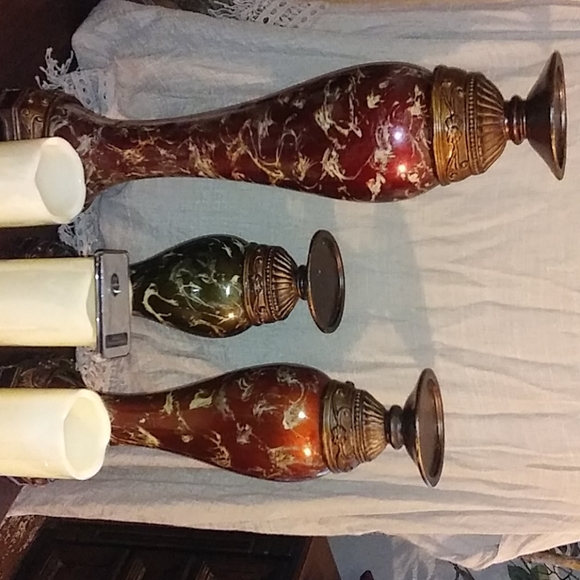 Oriental Candlestick Trio w LED flameless remote - Picture 11 of 11